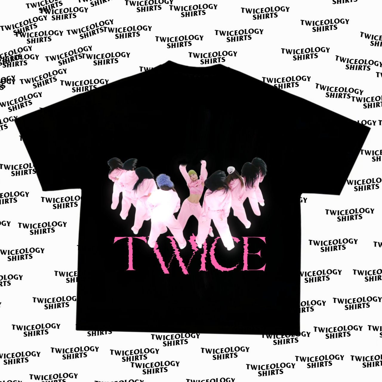 twice strategy pink graphic tee